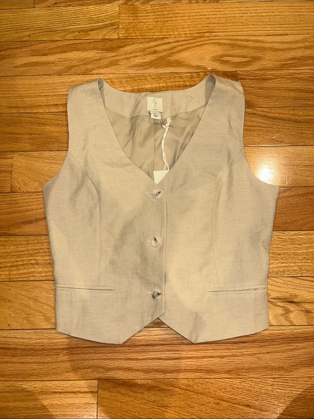 Joie Light Beige Women's Tailored Vest with Back Tie
